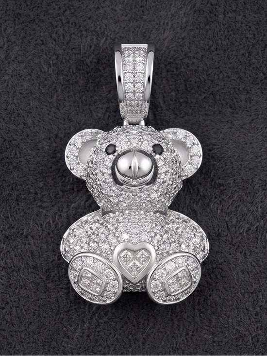 Moissanite Jewelry - Moissanite Teddy Bear Pendant 926 Silver 2 CTW